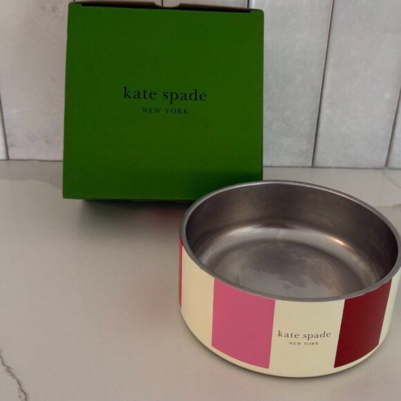 Kate Spade New York Non-Skid Stainless Steel Dog Bowl, Adventure Stripe, Small - Picture 4 of 6